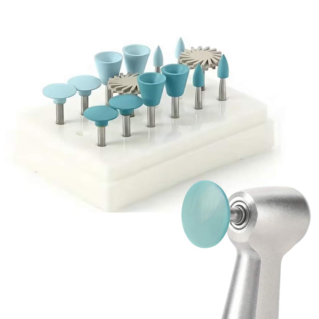 Kit de Pulido para Resina y Porcelana – 14 Piezas (RA 2,35 mm Universal) de Baja Velocidad