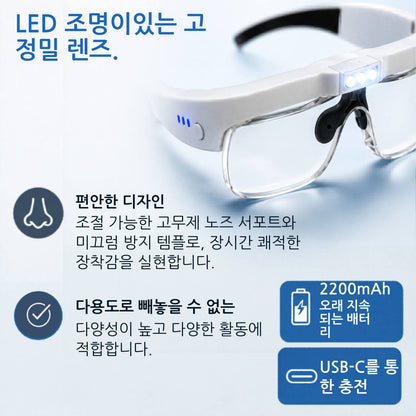 [locale:ko] LED 조명 고정밀 렌즈, 편안한 디자인과 오래가는 배터리