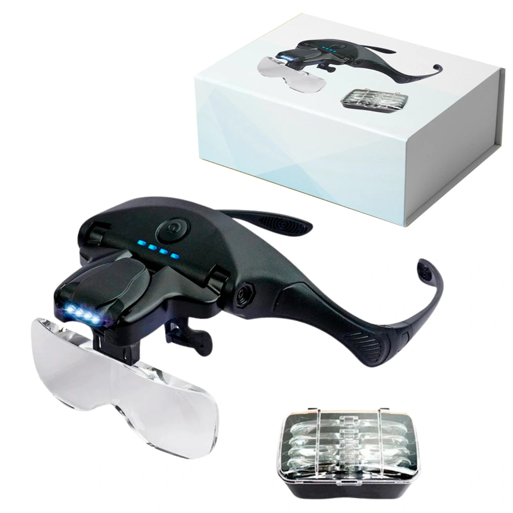 05개의 충전식 돋보기 렌즈가 포함된 V5 PRO 헤드 돋보기