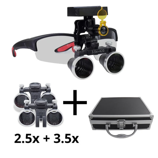 X1 PRO 돋보기 완전 세트 – 충전식 배터리(케이블 없음), 2.5배 + 3.5배 렌즈, 금속 케이스 포함